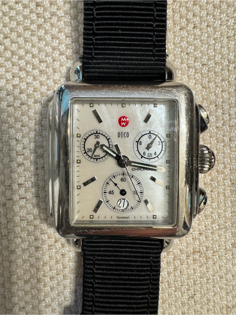 Michele Deco Chronograph Swiss Watch Stainless Steel and Mother of Pearl Dial - Picture 2 of 4